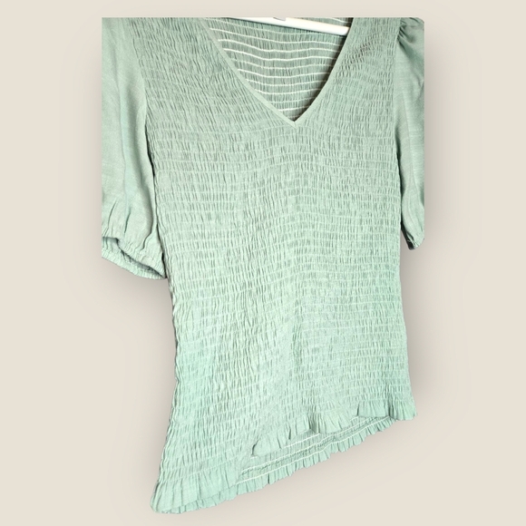 A New Day Green Puff Sleeve Fitted Blouse - Picture 2 of 4